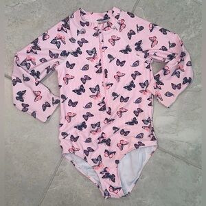 Kensie Girl Size 7/8 Pink Butterfly one-piece swimsuit
